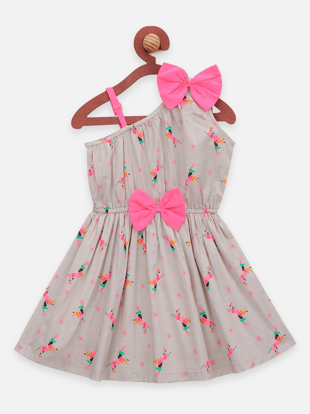 

LilPicks Girls Grey Printed Fit and Flare Dress