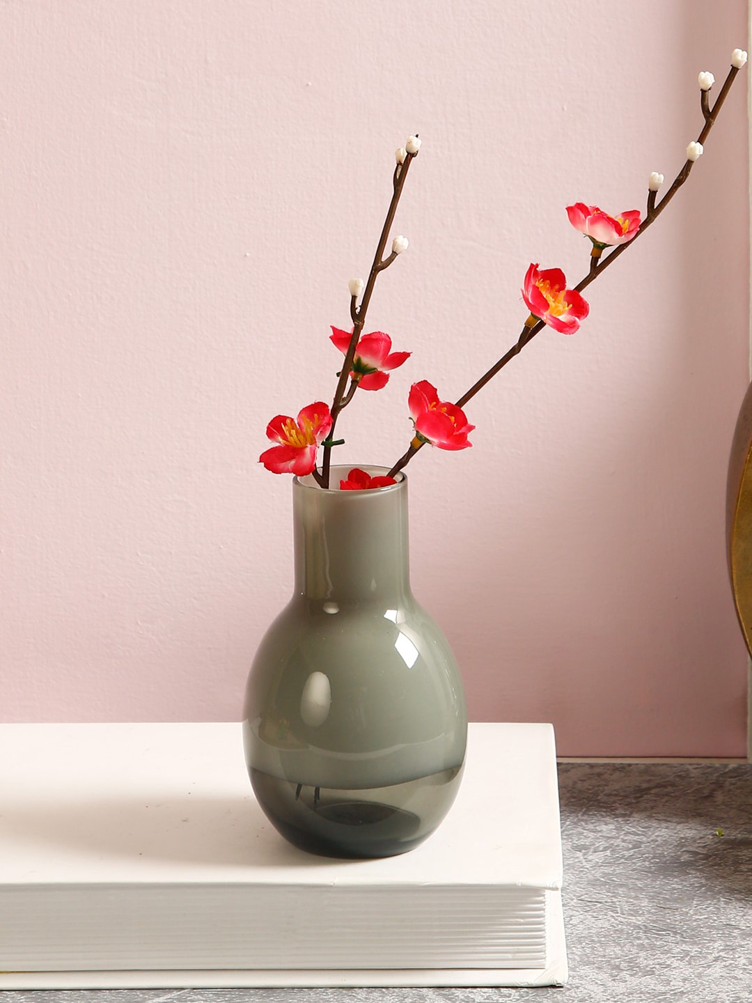 

TAYHAA Grey Solid Thick Glass Flower Vase