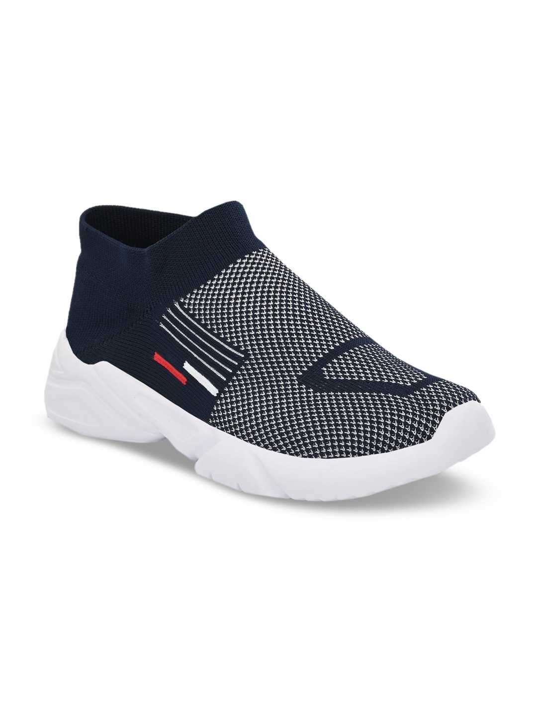 

MENGLER Men Navy Blue & White Textile Walking Shoes
