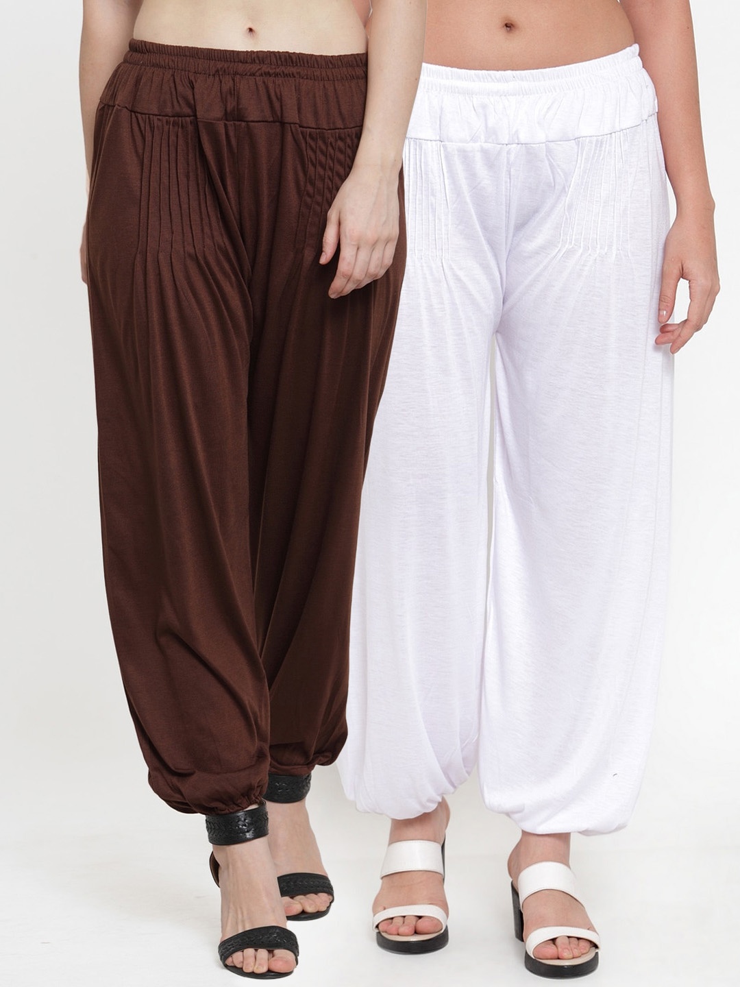 

GRACIT Women Pack Of 2 Solid Harem Pants, White