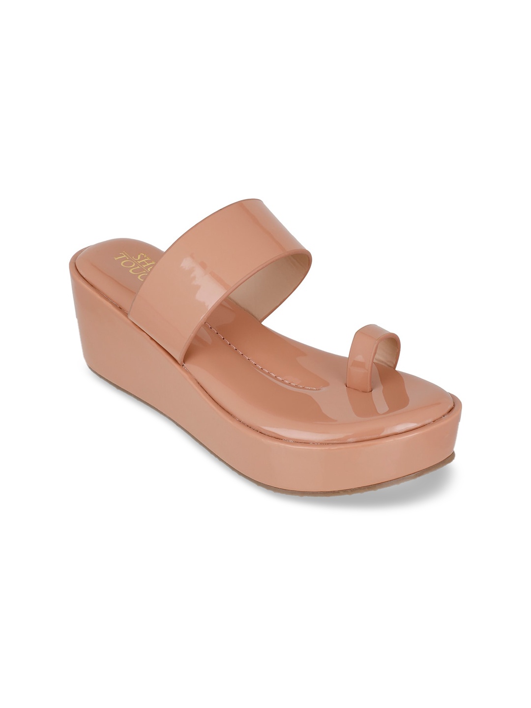 

SHUZ TOUCH Women Peach-Coloured Solid Sandals