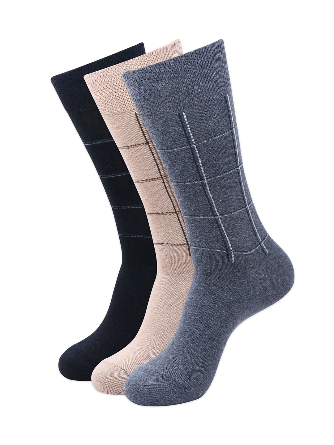 Balenzia Men Pack Of 3 Assorted Calf-Length Socks