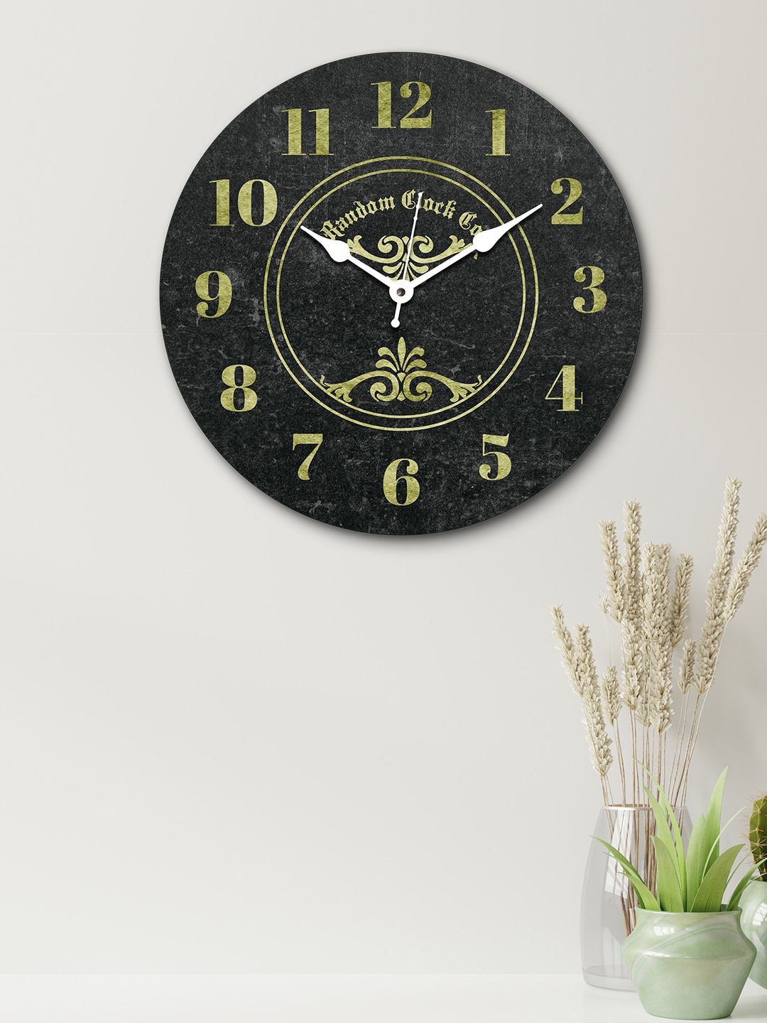 

RANDOM Charcoal Black & Lime Green Round Printed Analogue Wall Clock