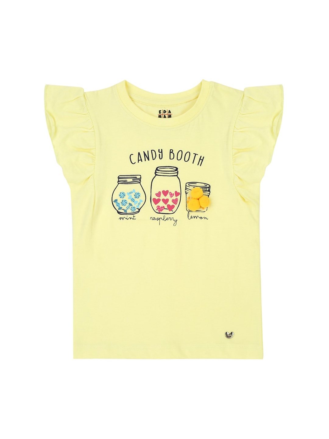 

Ed-a-Mamma Girls Yellow Printed Round Neck T-shirt