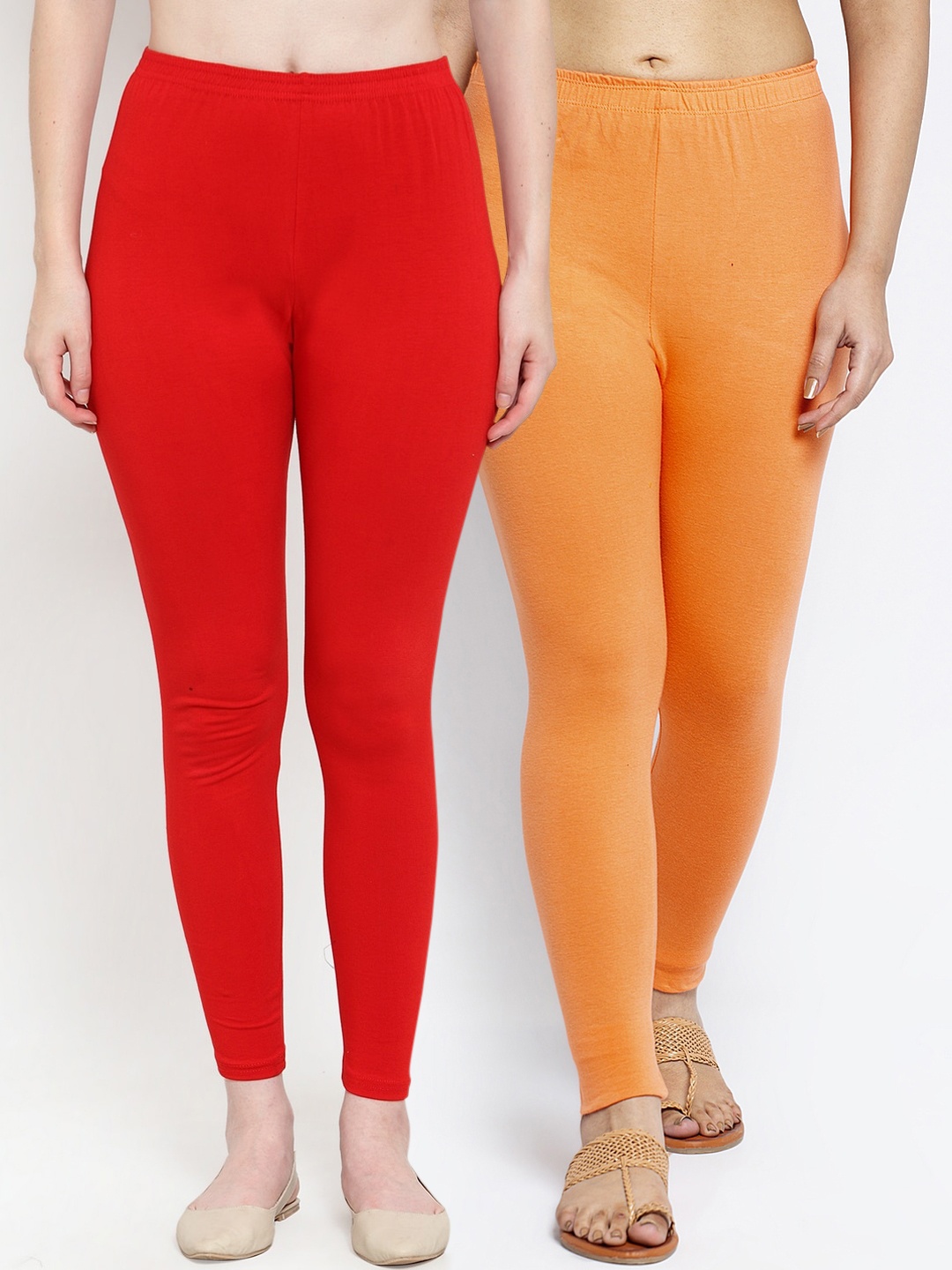 

GRACIT Women Pack Of 2 Solid Ankle-Length Leggings, Red
