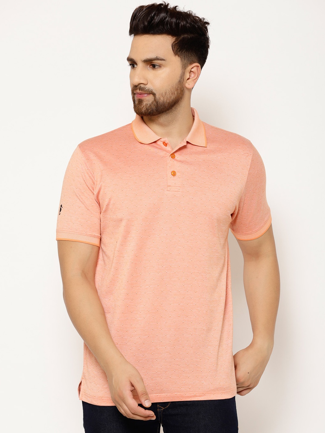 

EPPE Men Orange Solid Polo Collar T-shirt