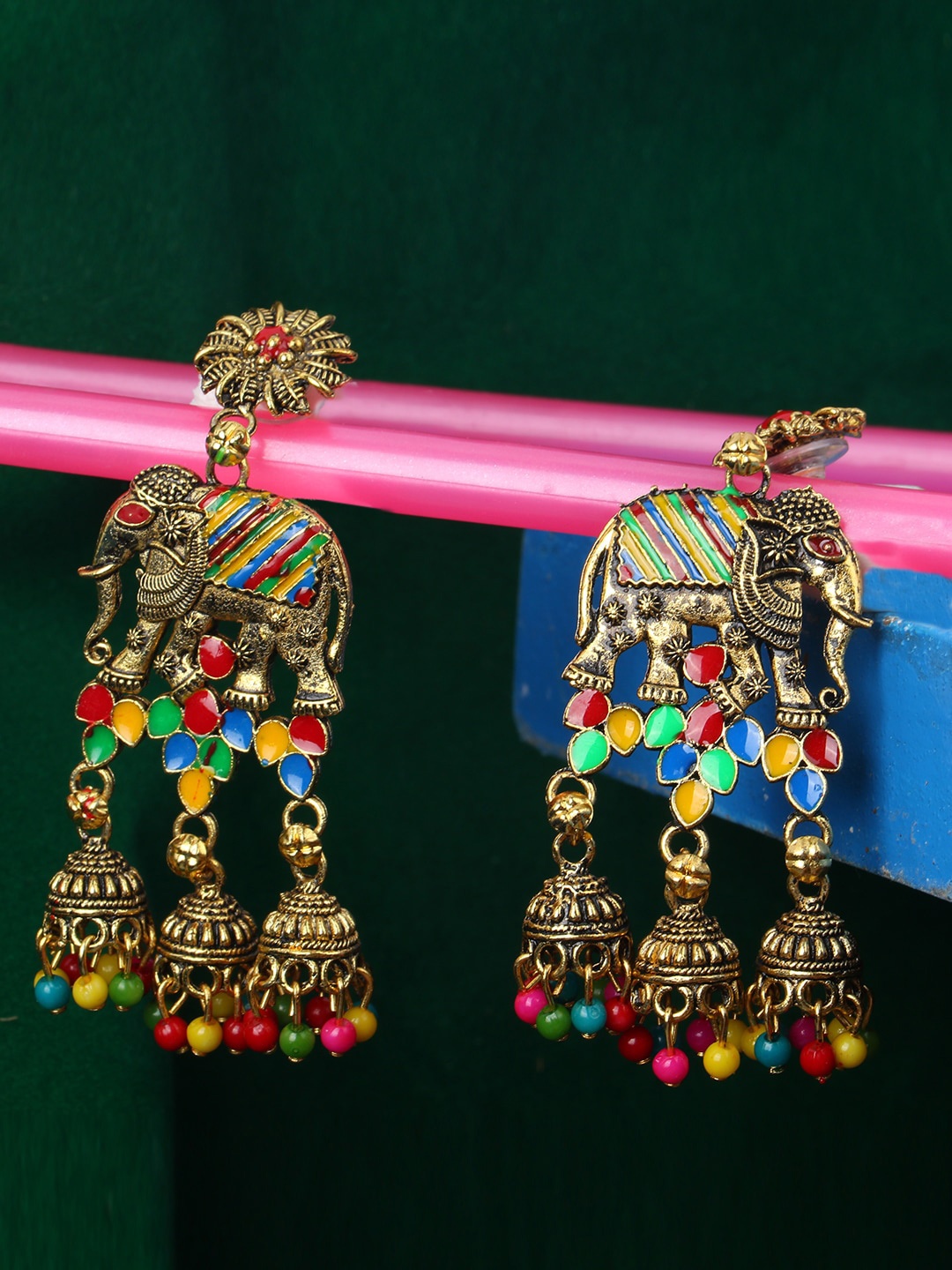 

ANIKAS CREATION Multicoloured Floral Jhumkas, Multi