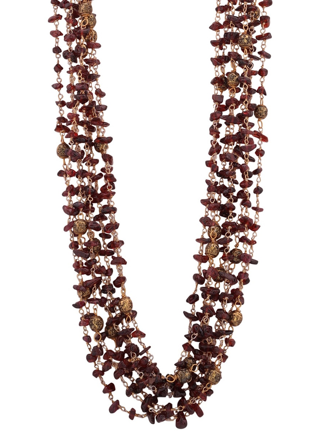 

Shoshaa Gold-Toned & Brown Brass Gold-Plated Layered Necklace