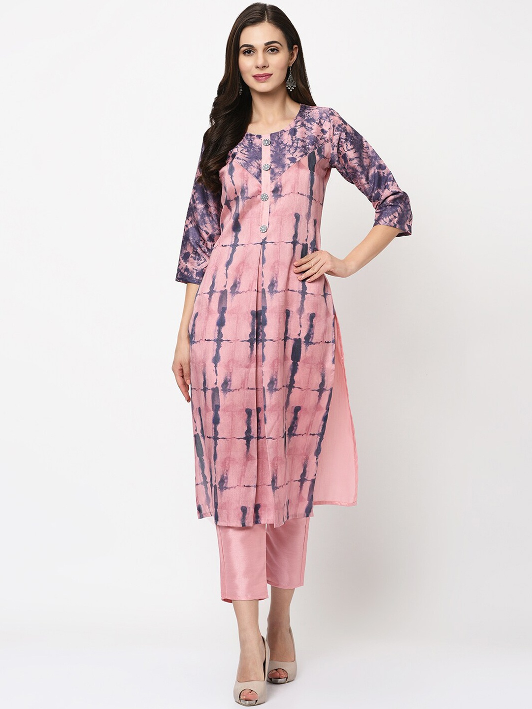 

Sangria Women Pink & Blue Printed Kurta with Trousers