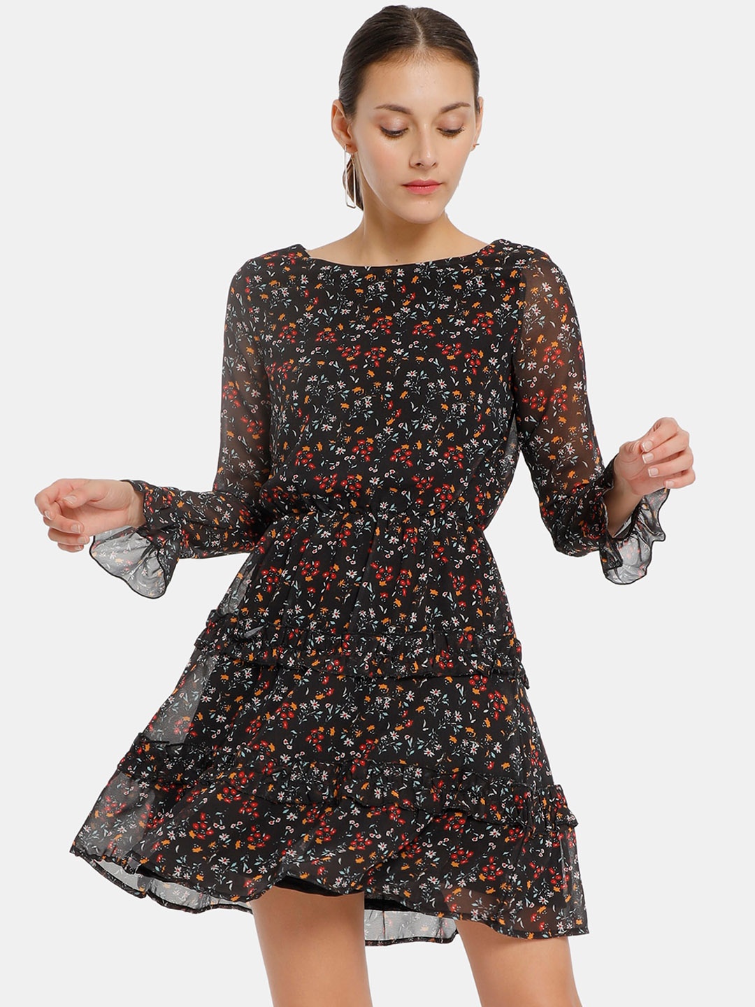 

Sugr Women Multicoloured Printed Fit and Flare Dress, Multi