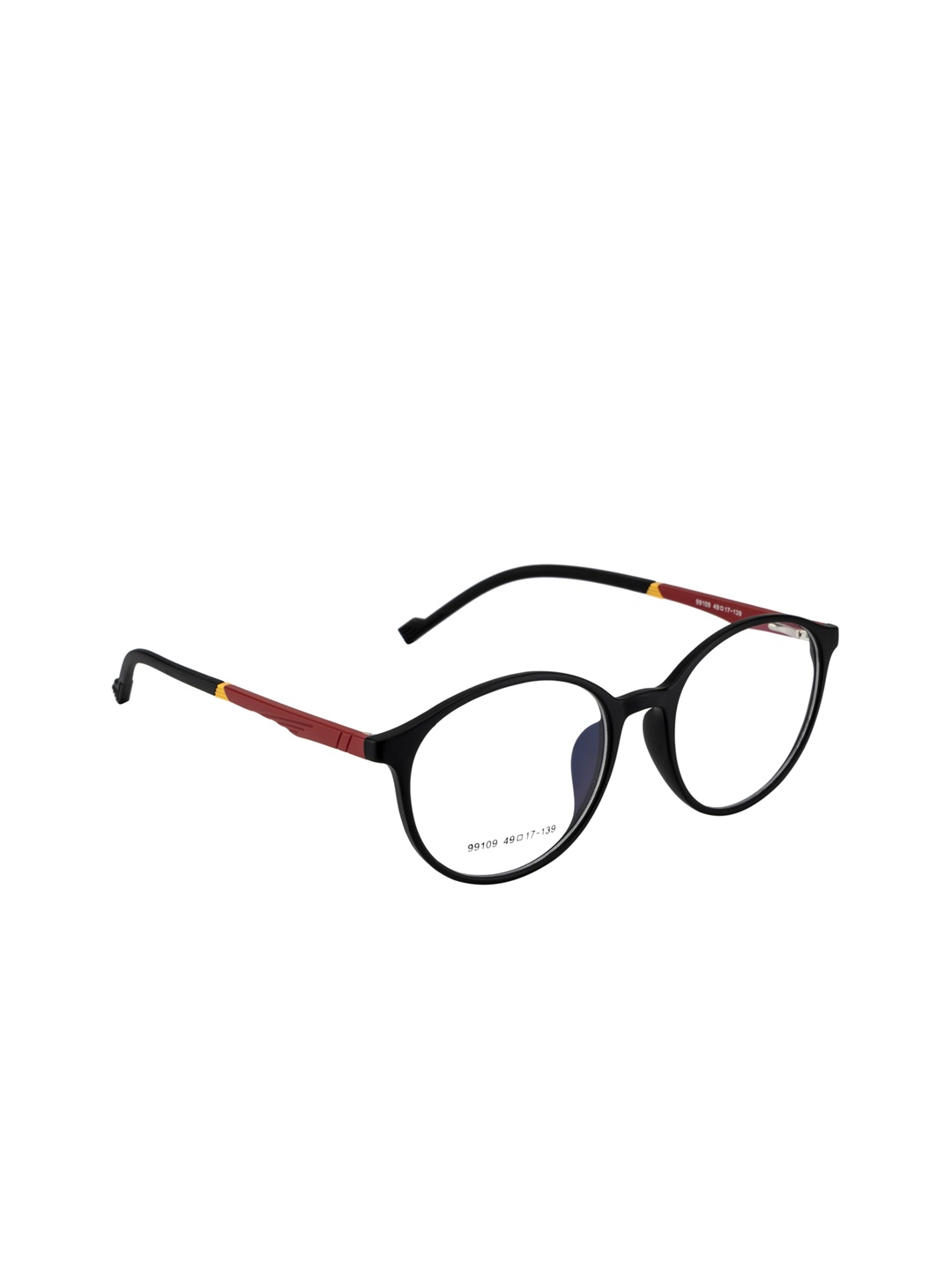 Gold Berg Unisex Black & Maroon Solid Full Rim Round Frames Eyeglasses