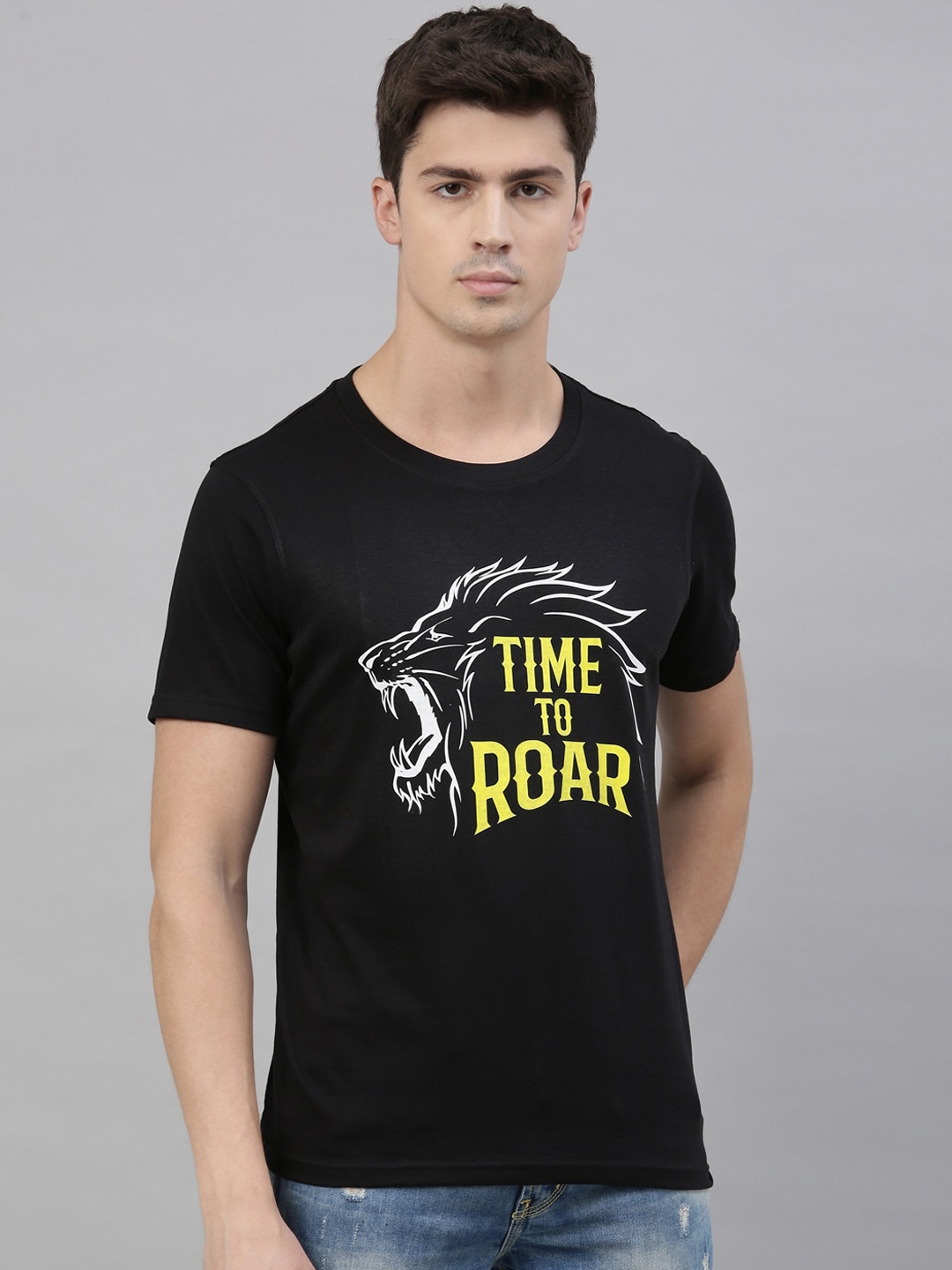 

Bushirt Men Black Printed Round Neck T-shirt
