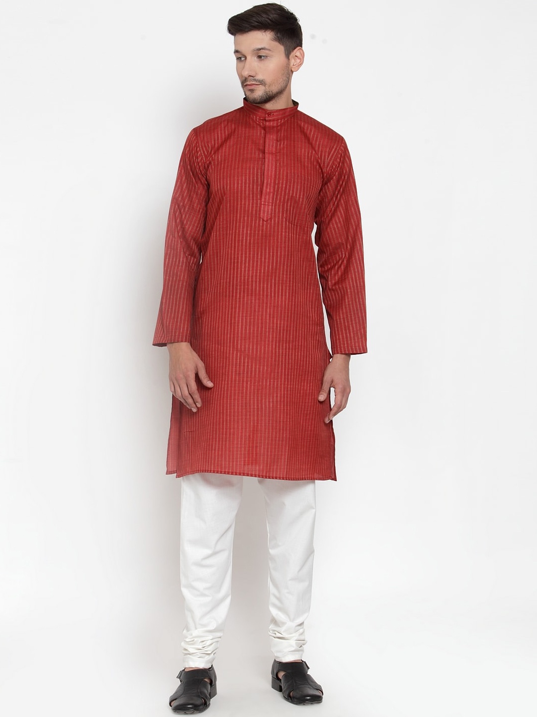 

KLOTTHE Men Red Striped Kurta