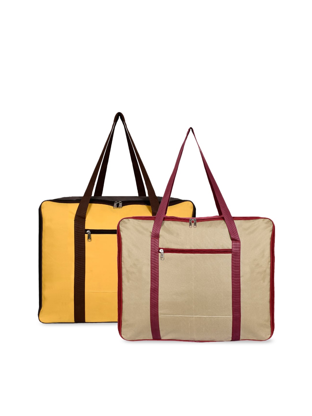 

Kuber Industries Set Of 2 Solid Foldable Underbed Storage Bags, Yellow