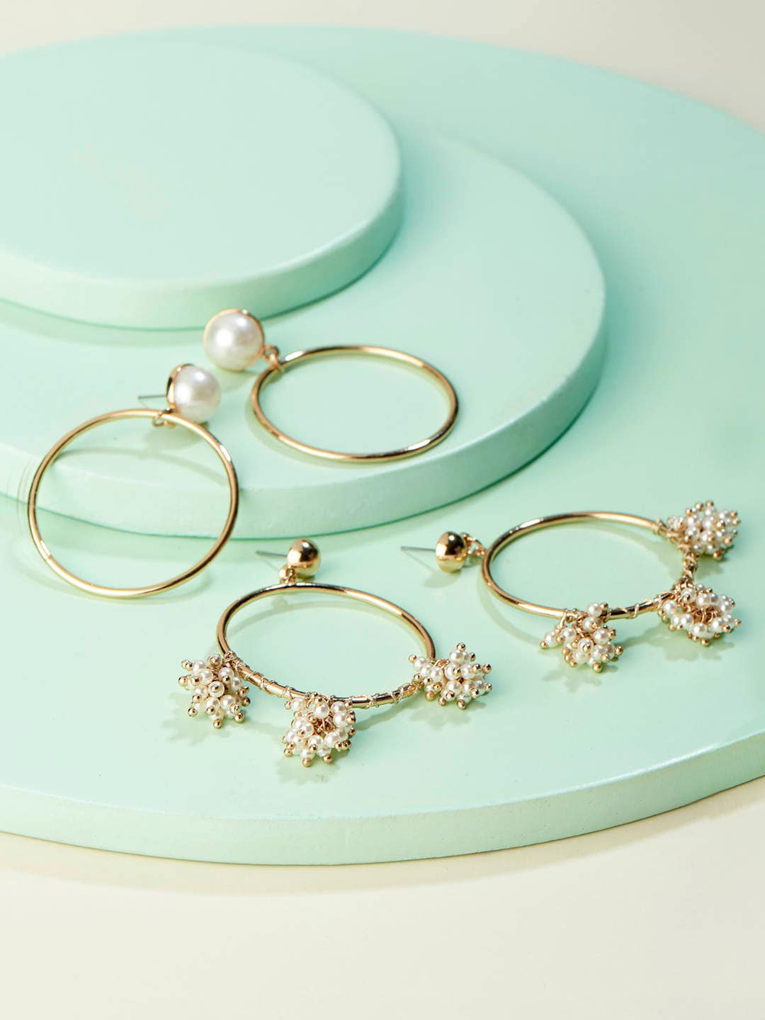 

Runway Ritual Set of 2 Circular Hoop Earrings, Off white