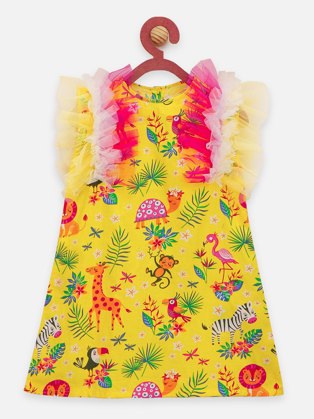 

LilPicks Girls Yellow Printed A-Line Dress