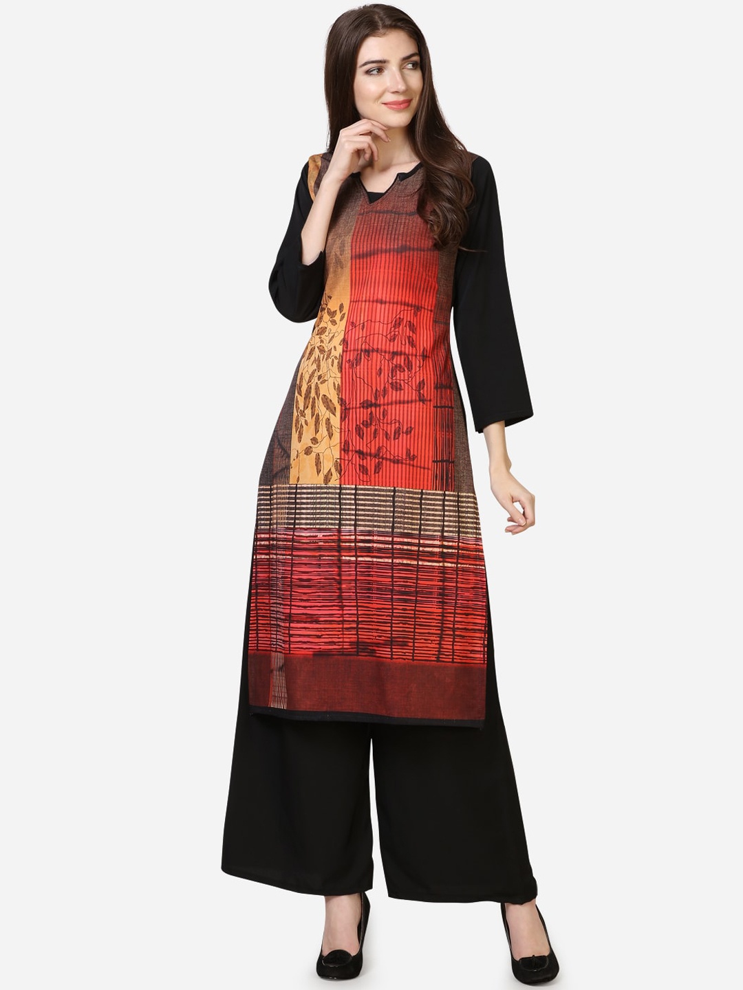 

Florence Women Red & Black Printed Kurta with Palazzos