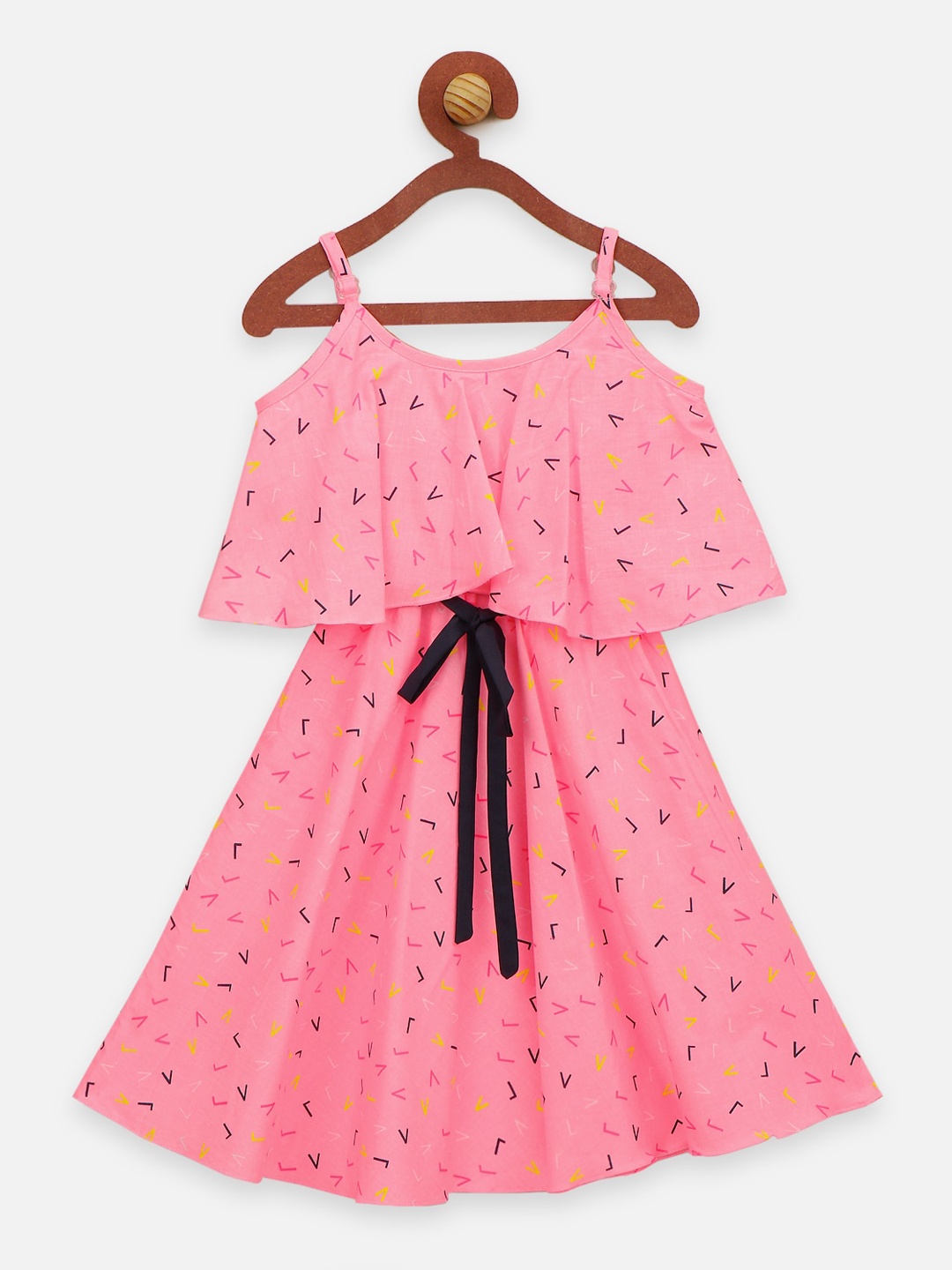 

LilPicks Girls Pink Printed Fit and Flare Dress