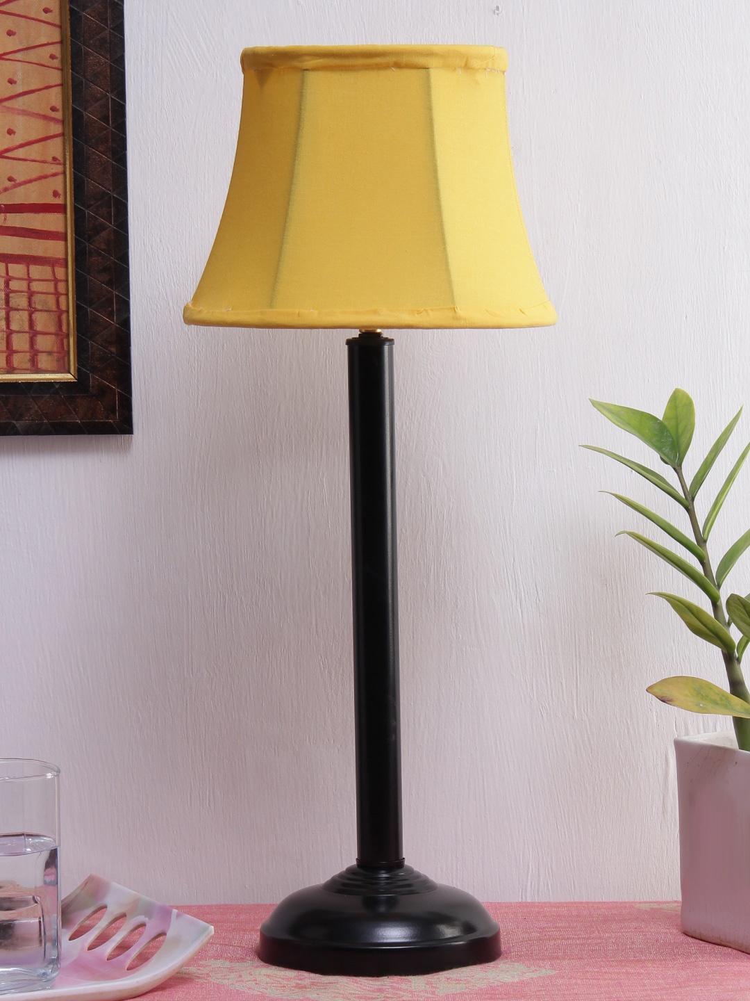 

Devansh Yellow & Black Solid Bedside Standard Table Lamp with Shade
