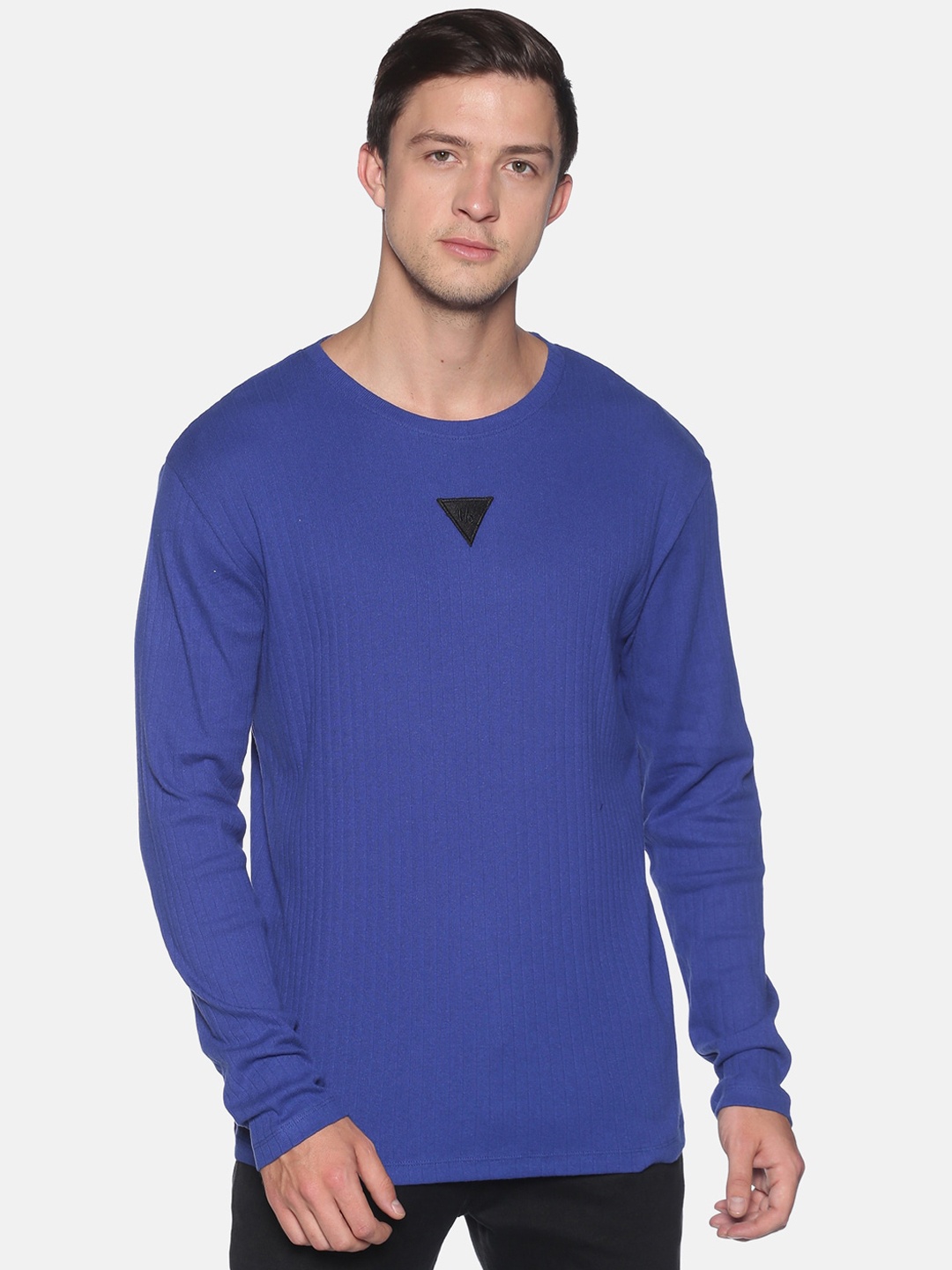 

UrGear Men Blue Solid Round Neck Cotton Pure Cotton T-shirt