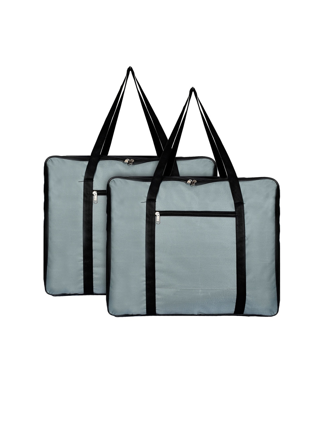 

Kuber Industries Set Of 2 Grey & Black Solid Foldable Underbed Storage Bags