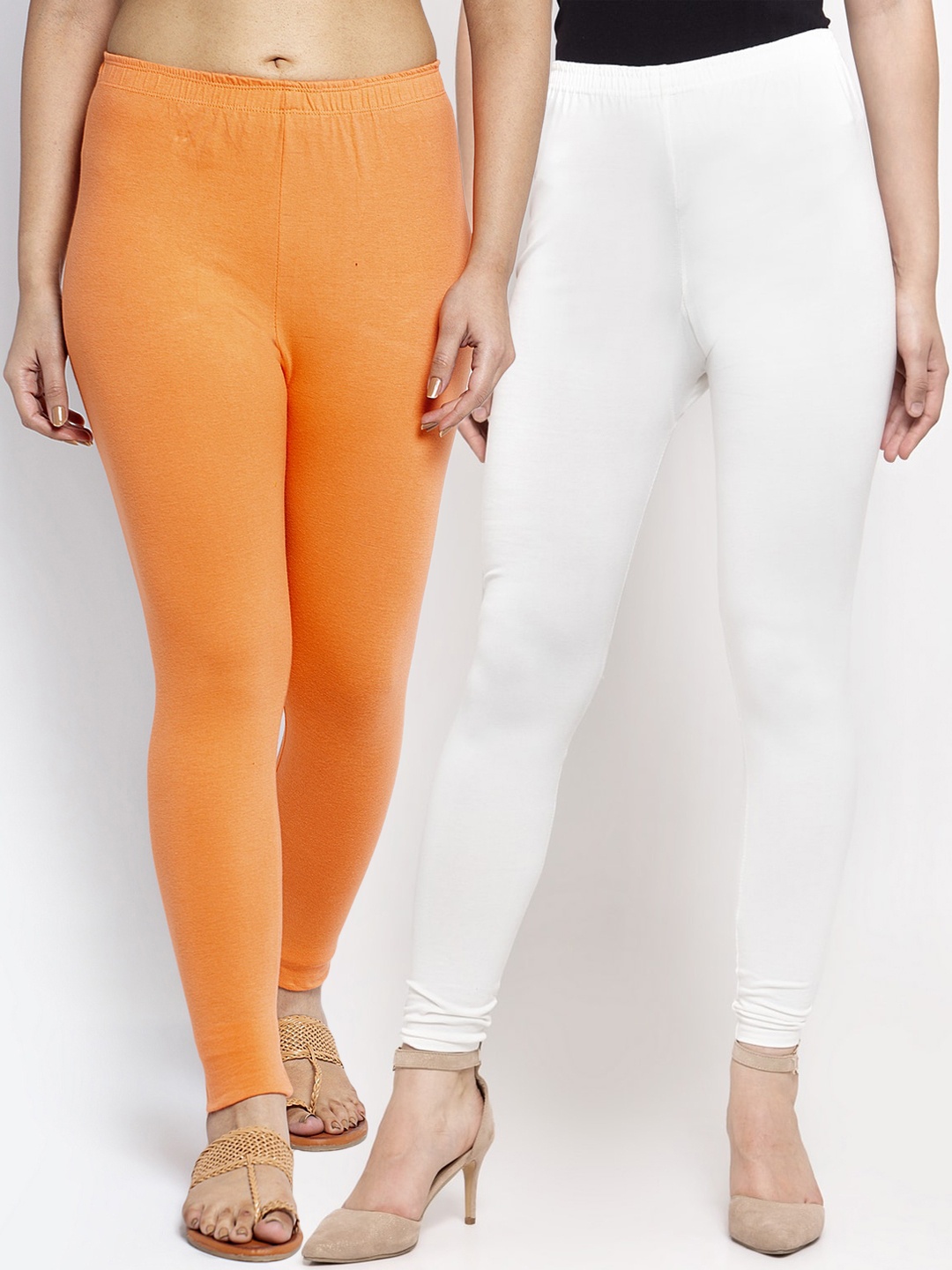 

GRACIT Women Pack Of 2 Solid Ankle-Length Leggings, White