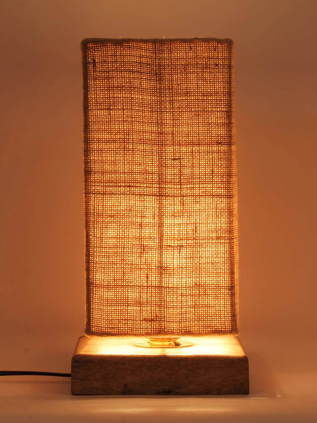 

Devansh Beige & Brown Self Design Column Table Lamp with Jute Shade
