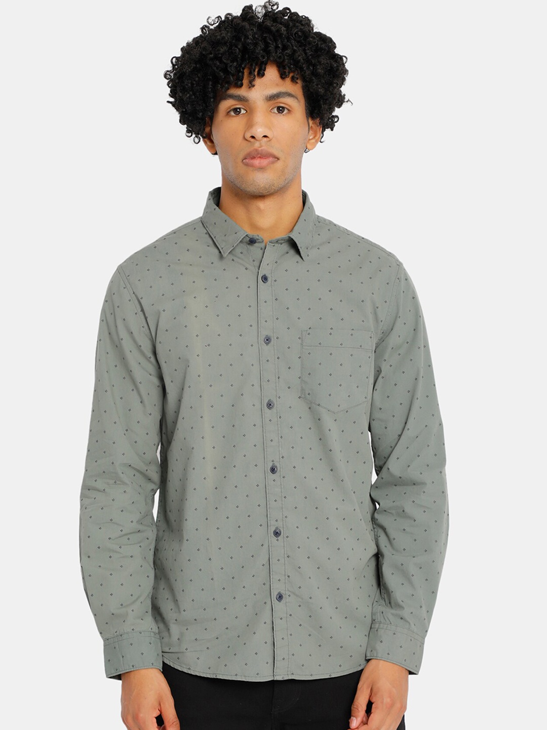

Ruggers Men Grey Regular Fit Printed Casual Shirt