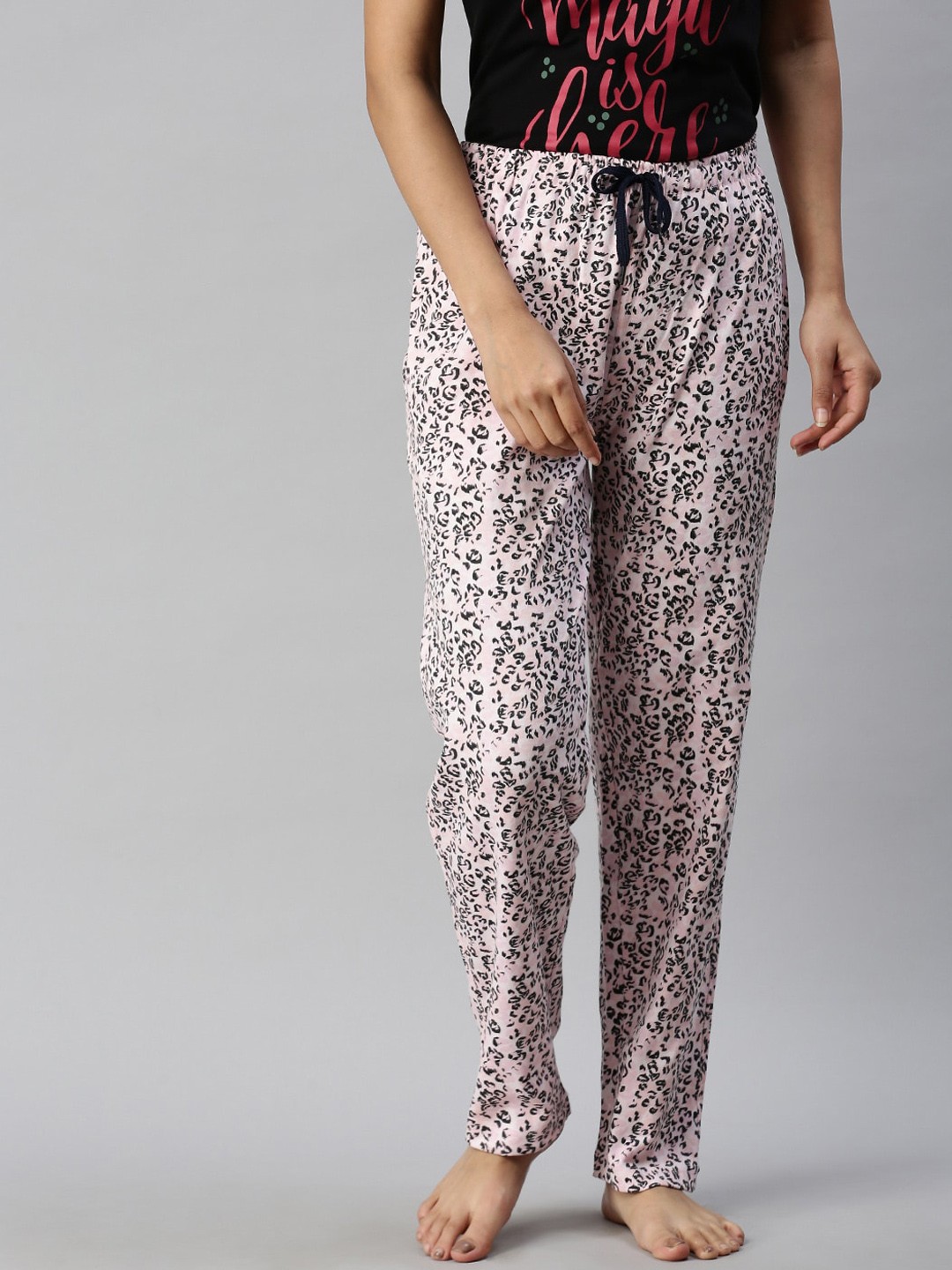 

Kryptic Women Black & Pink Printed Lounge Pants