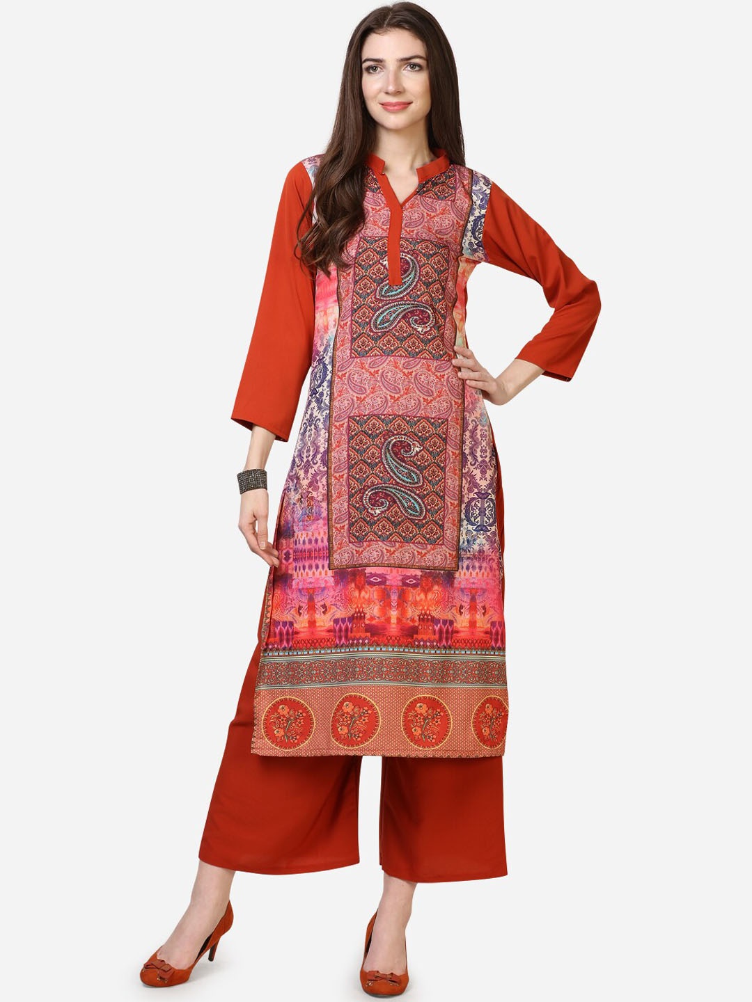 

Florence Women Red & Pink Printed Kurta with Palazzos