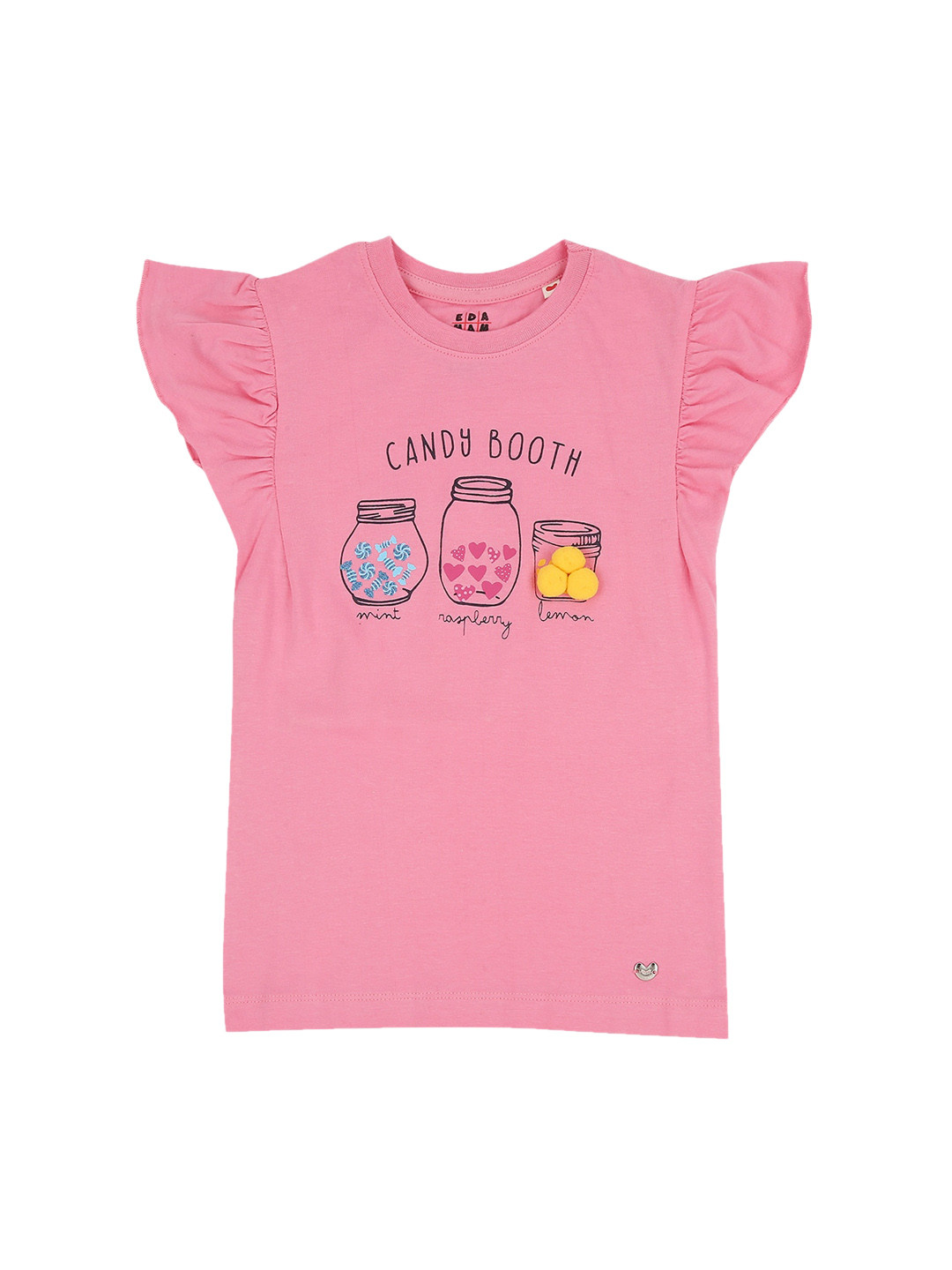 

Ed-a-Mamma Girls Pink Printed Round Neck Cotton Sustainable T-shirt