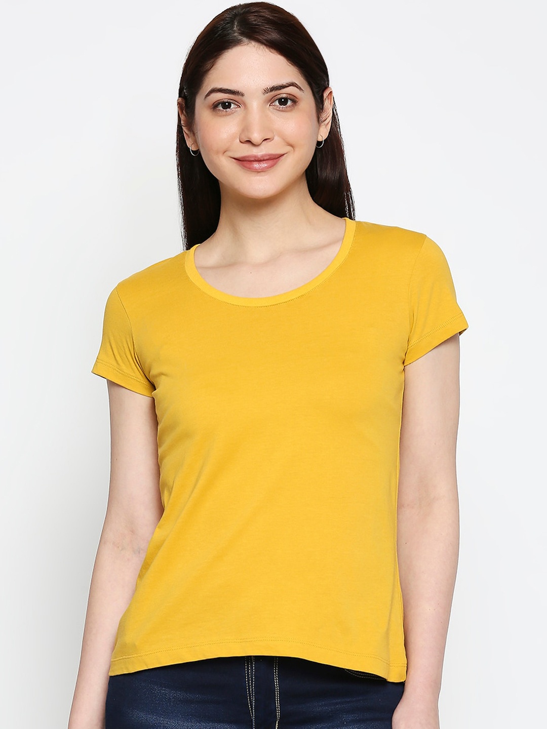 

AMMARZO Women Yellow Solid Regular Top, Mustard