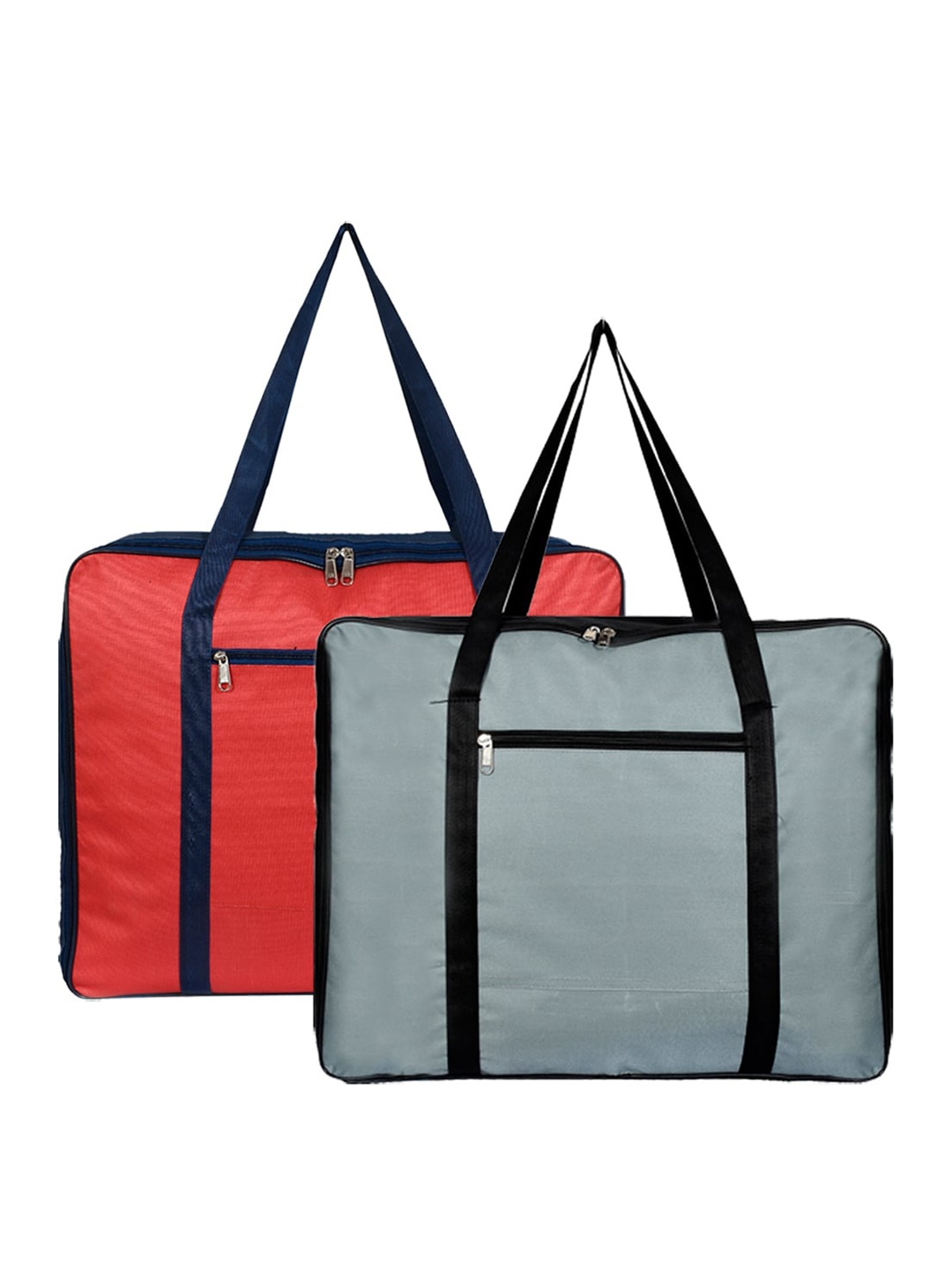 

Kuber Industries Set of 2 Red & Grey Solid Foldable Underbed Storage Organisers
