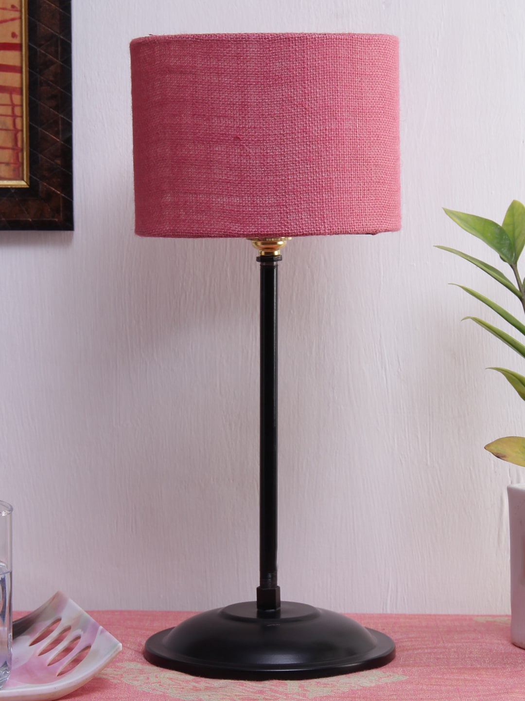 

Devansh Pink Solid Traditional Table Lamp with Shade