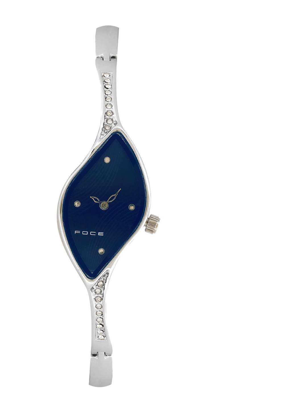 

FOCE Women Navy Blue Embellished Dial & Silver Toned Analogue Watch FWW5874