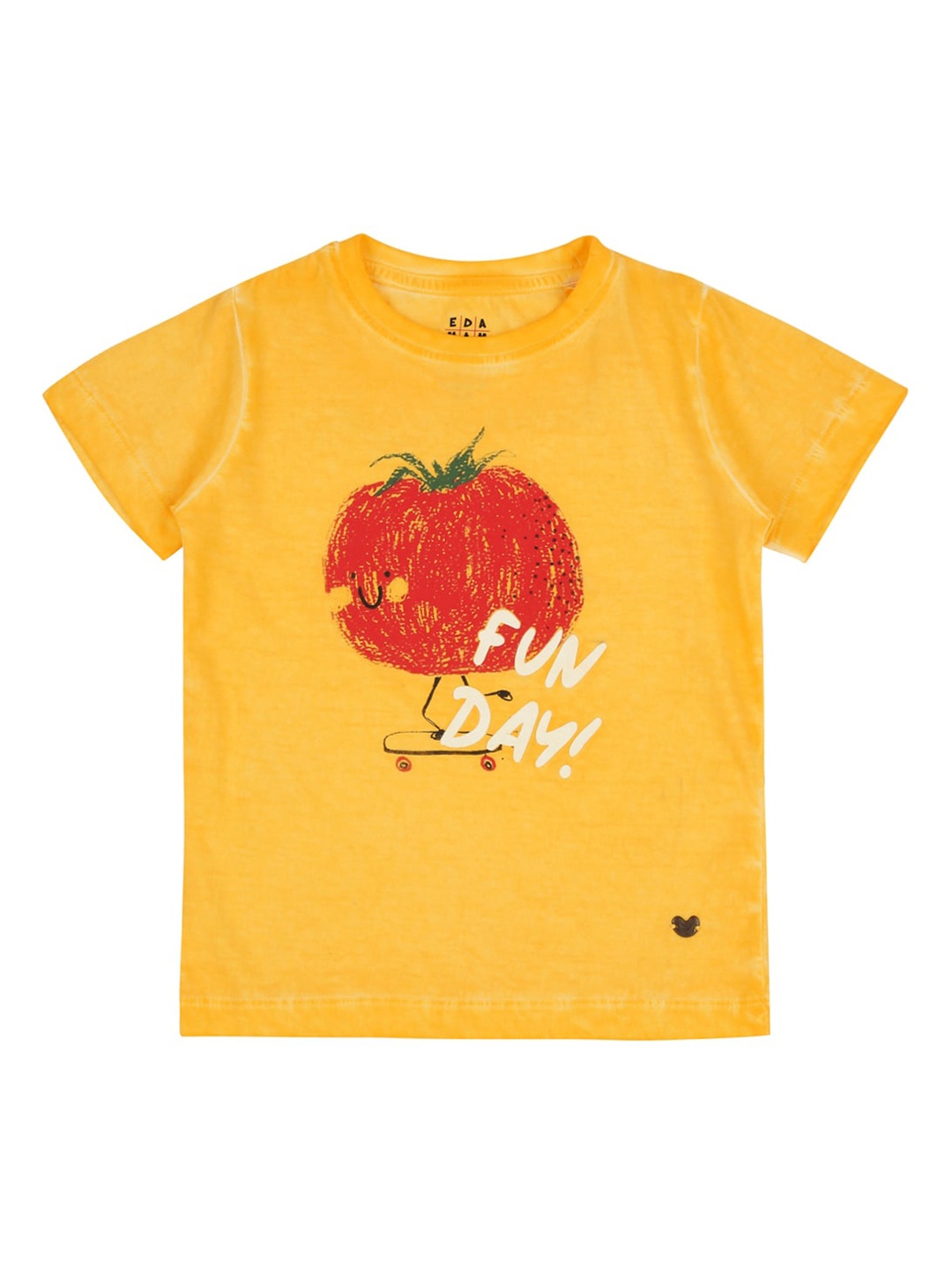 

Ed-a-Mamma Boys Yellow Printed Round Neck Cotton Sustainable Pure Cotton T-shirt