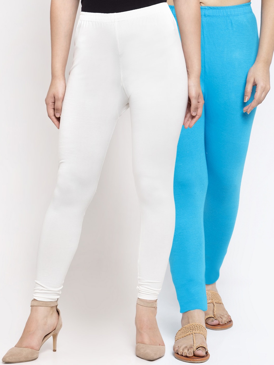 

GRACIT Women Pack Of 2 Solid Ankle-Length Leggings, White