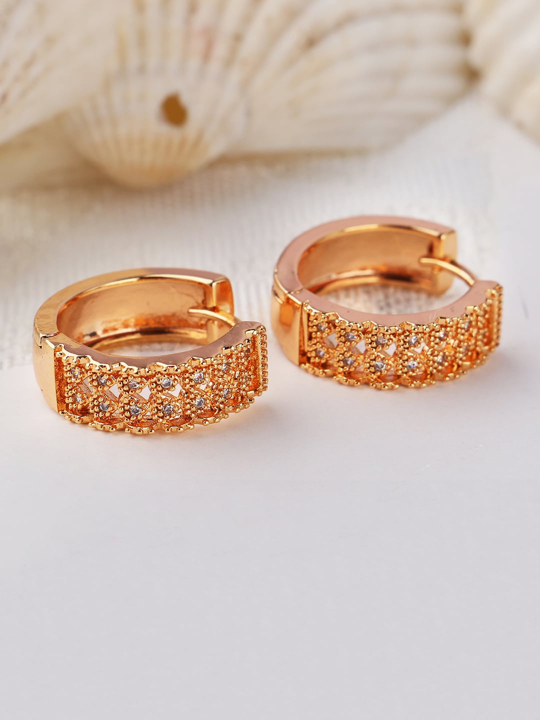 

ANIKAS CREATION Gold-Plated Circular Hoop Earrings