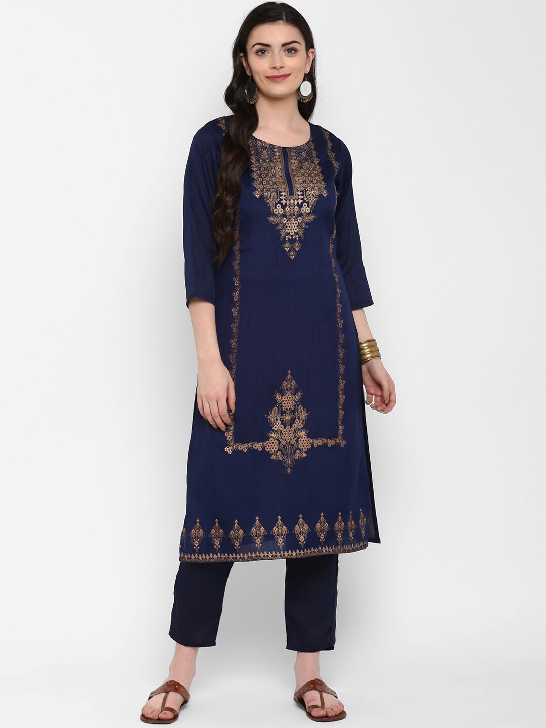 

ZIYAA Women Blue Printed Kurta with Churidar