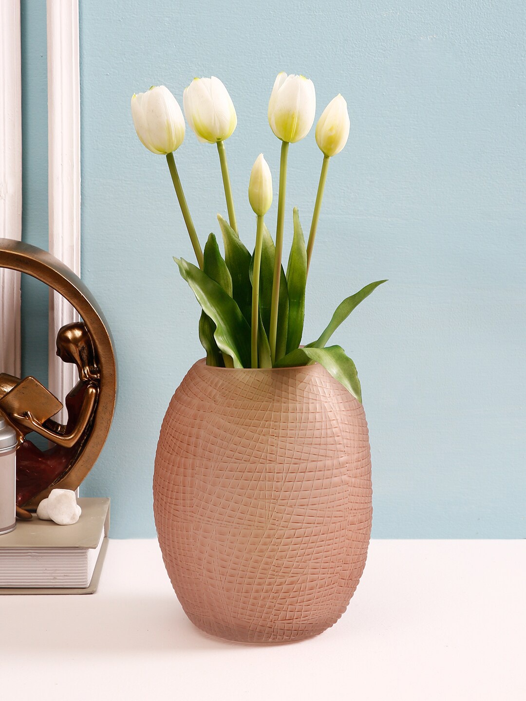 

TAYHAA Brown Textured Hand-Crafted Flower Vase