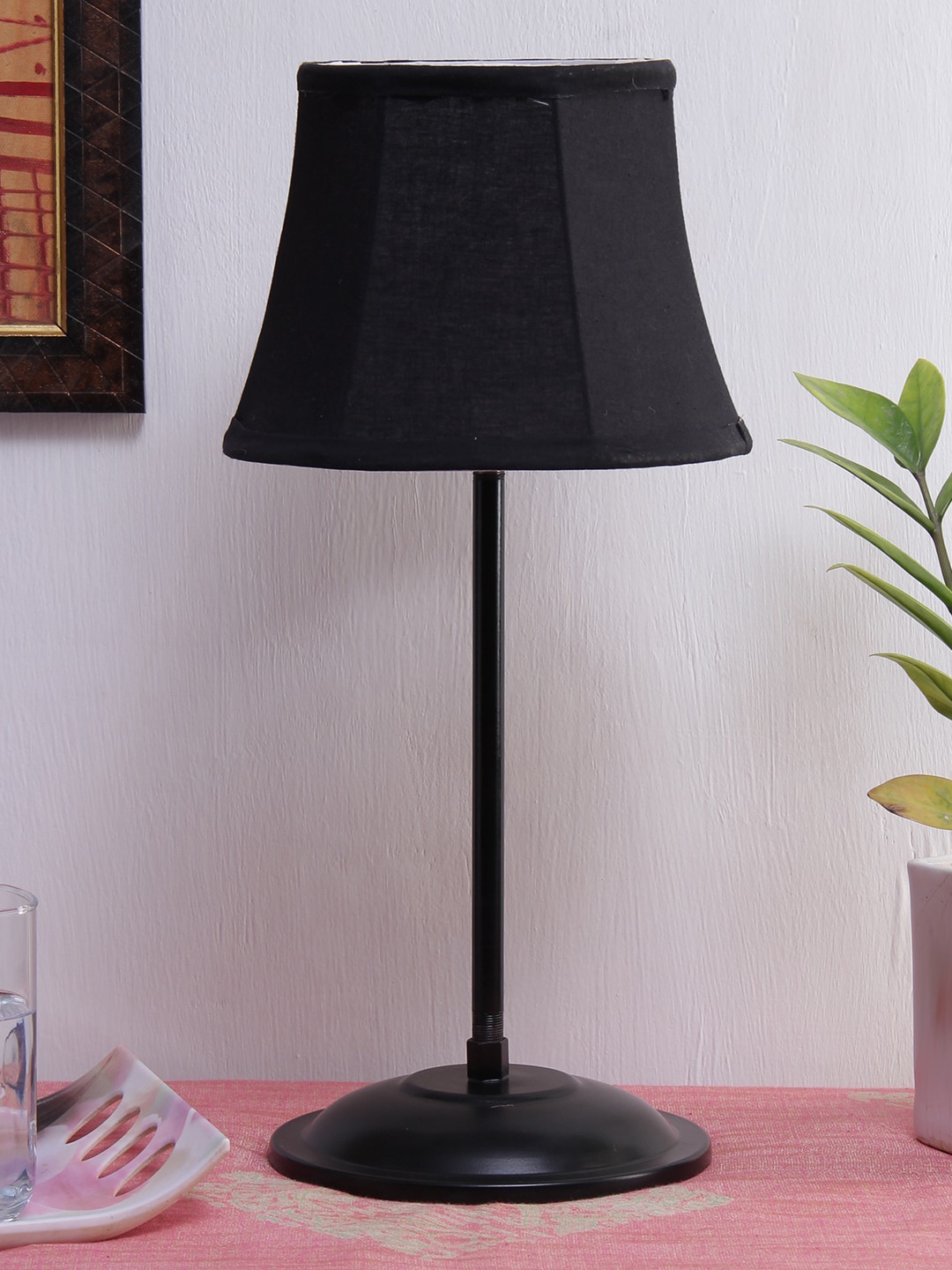 

Devansh Black Self Design Traditional Bedside Standard Table Lamp with Shade