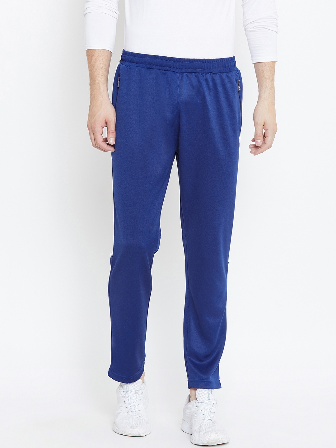 

PERFKT-U Men Blue & White Solid Track Pants