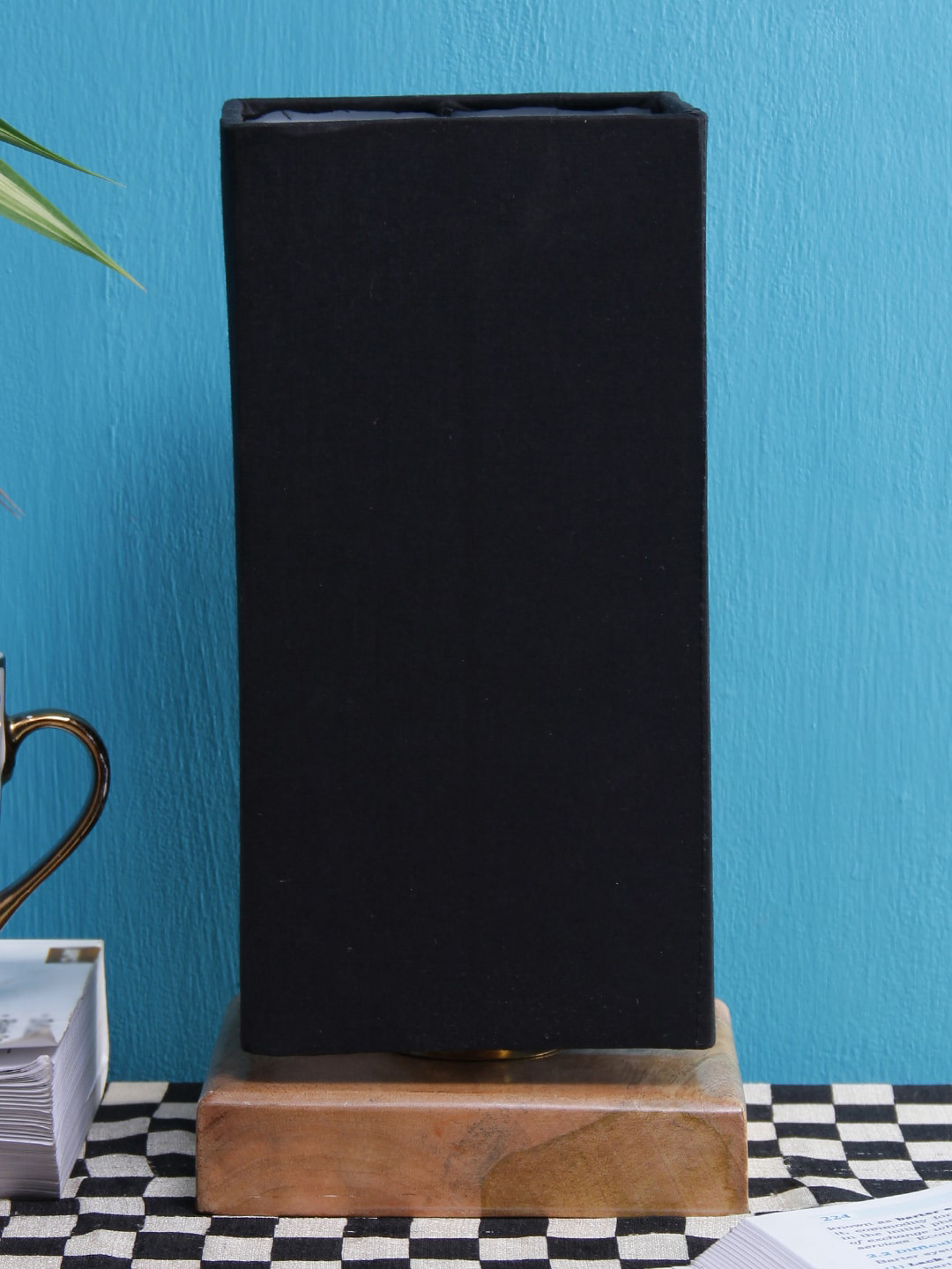 

Devansh Black Solid Traditional Column Table Lamp with Shade