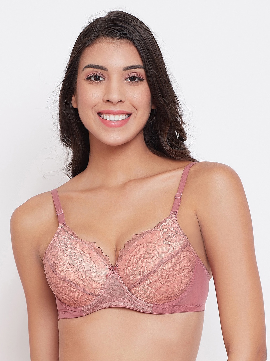 

Clovia Mauve Lace Non-Wired Lightly Padded Everyday Bra