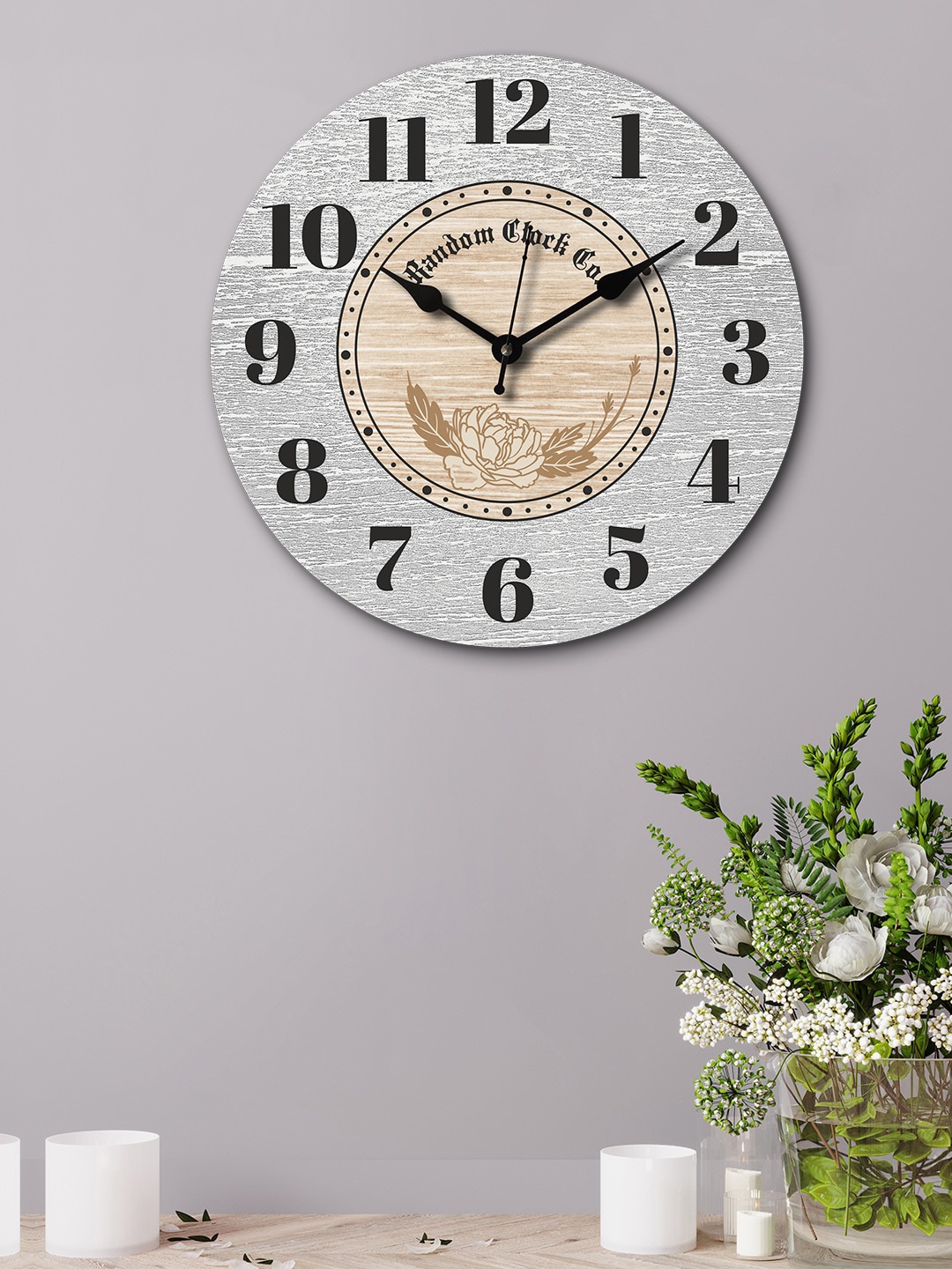

RANDOM Grey & Beige Round Printed Analogue Wall Clock