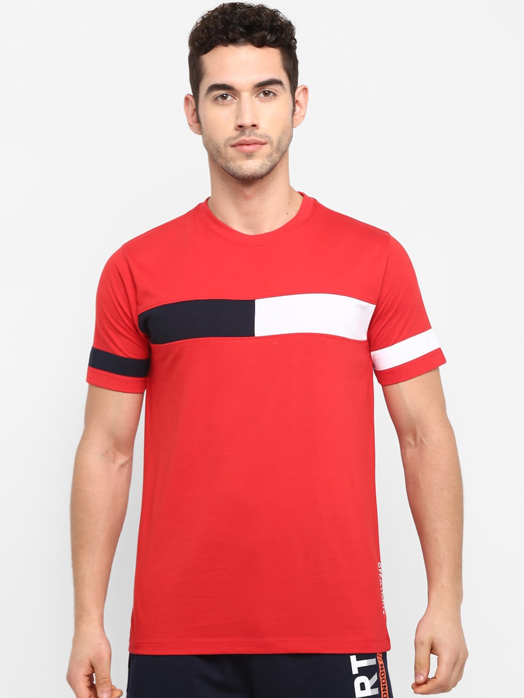 

OFF LIMITS Men Red Striped Round Neck T-shirt