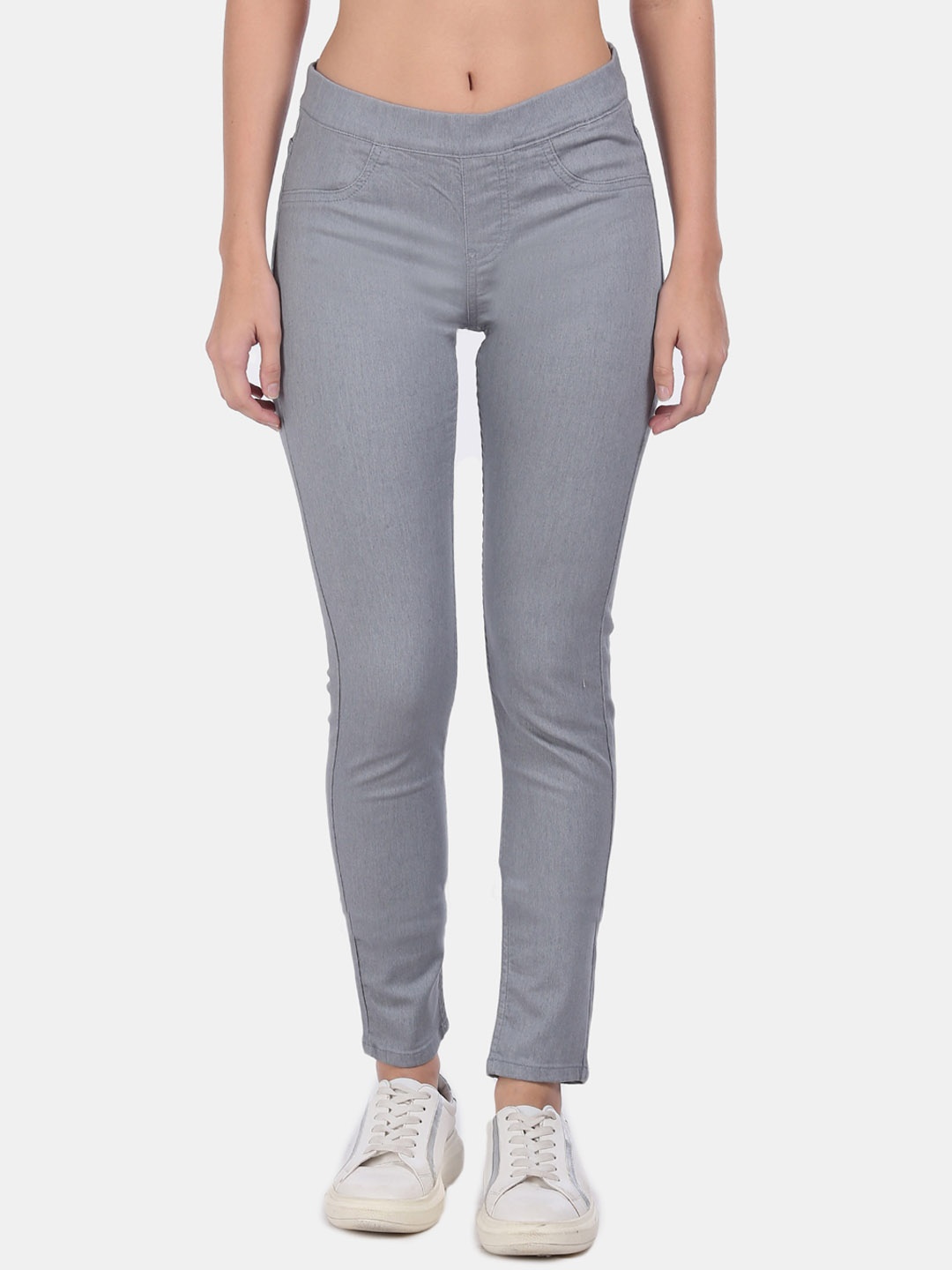 

Cherokee Women Grey Solid Slim-Fit Jeggings
