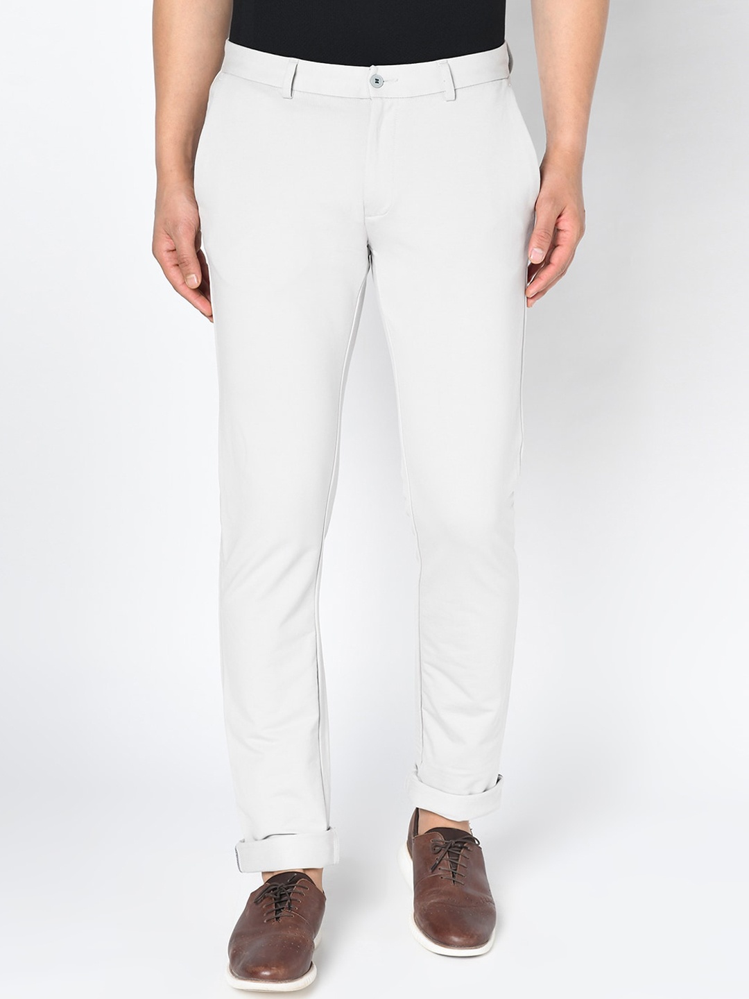 

Blackberrys Men Grey Slim Fit Solid Chinos