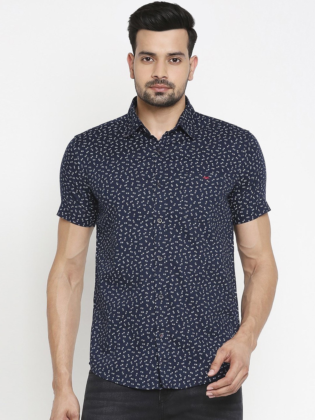 

Mufti Men Navy Blue Slim Fit Printed Casual Shirt