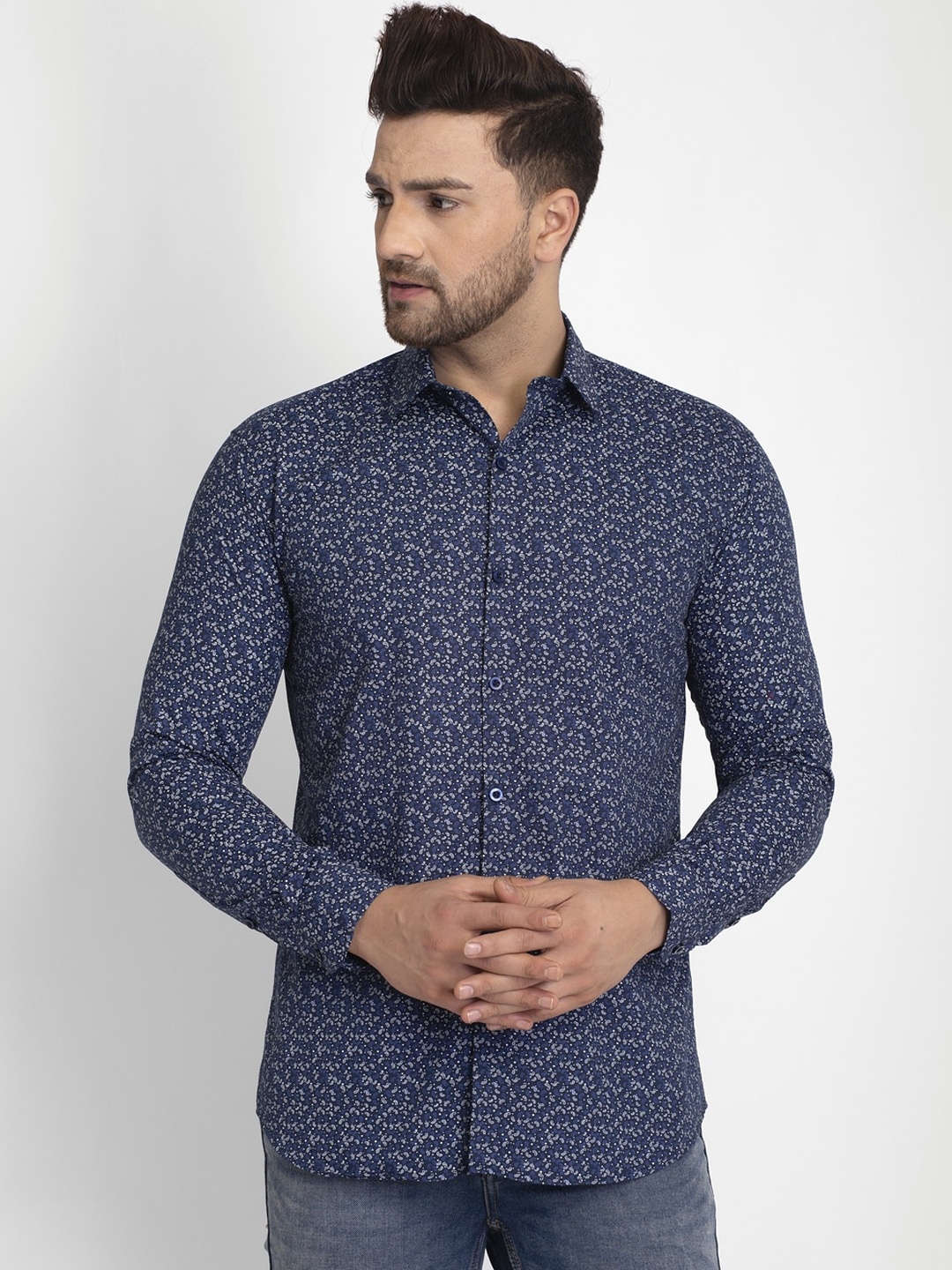 

JAINISH Men Navy Blue Regular Fit Printed Casual Shirt